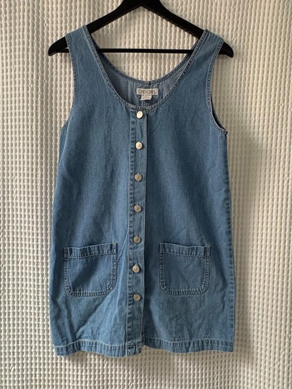 Vintage Cherokee blue cotton denim dress women's size small